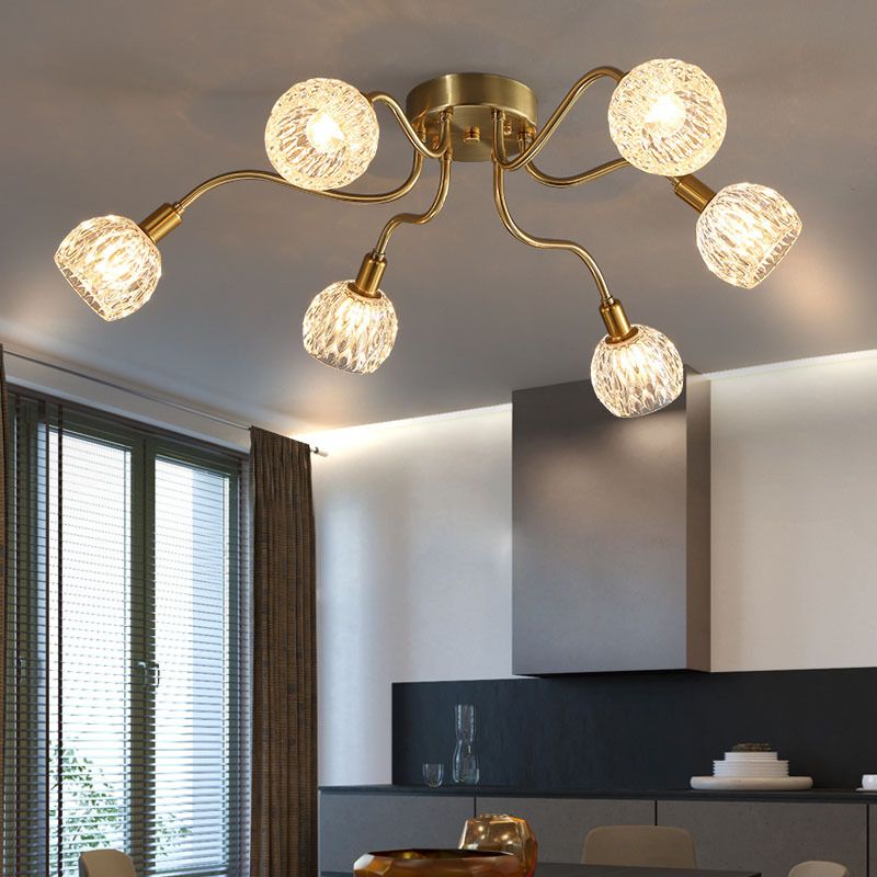 Contemporary Ceiling Lamp Colorful Glass Shade Flush Mount Light Fixture for Sitting Room