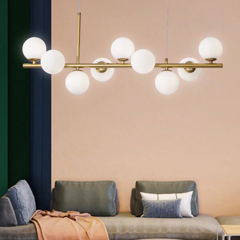 Multi-Head Island Lighting Fixtures Modern Restaurant Suspension Lamp with Glass Shade