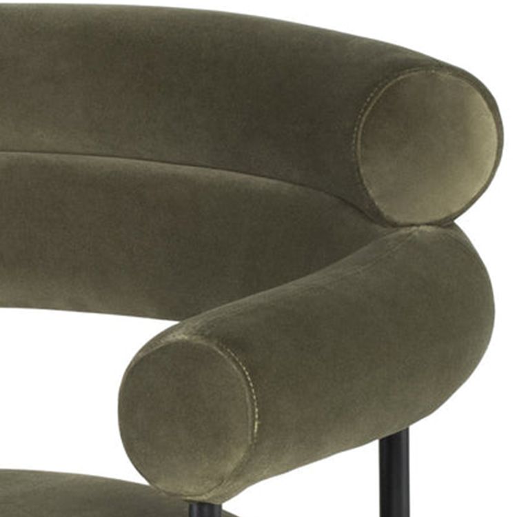 Nordic Style Upholstered Open Arm Dining Chair in Matte Finish