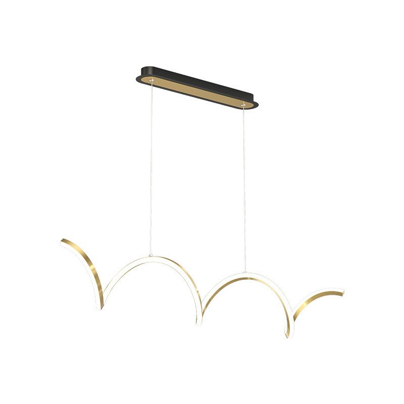 Modern Minimalist LED Island Light Acrylic Linear Hanging Lamp for Dining Room