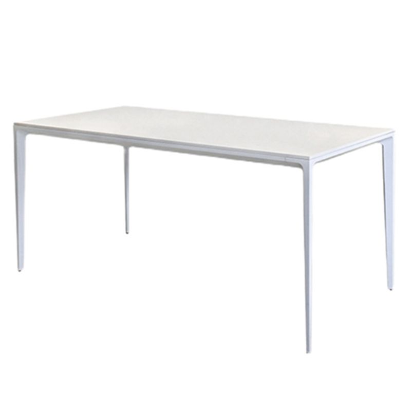 Contemporary Rectangle Dining Table Sintered Stone Dining Table with 4 White Legs