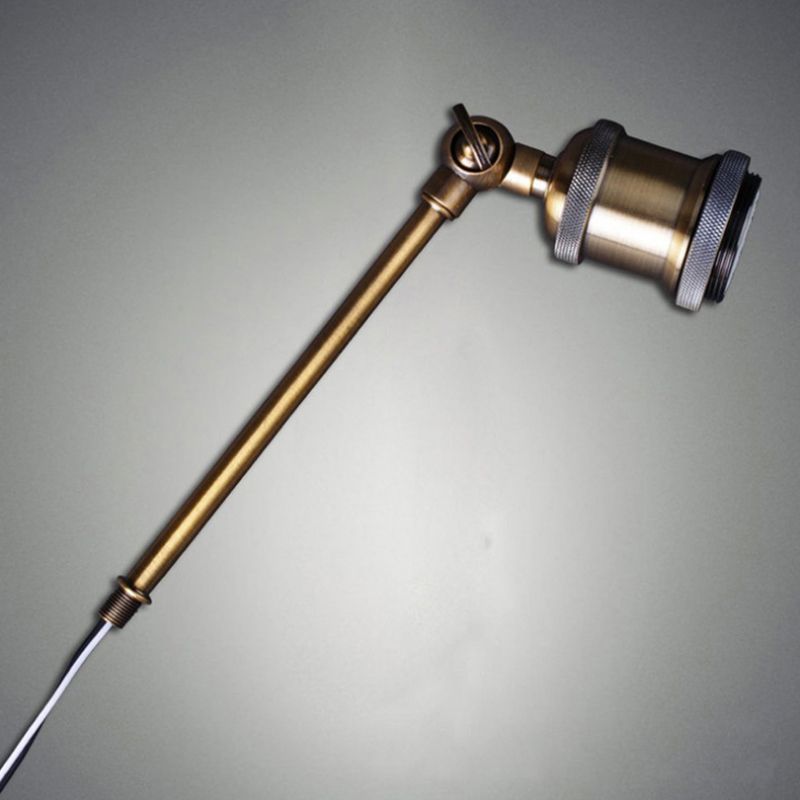 Brass 1-Head Wall Light Industrial Metal Naked Bulb Sconce Fixture with Adjustable Joint