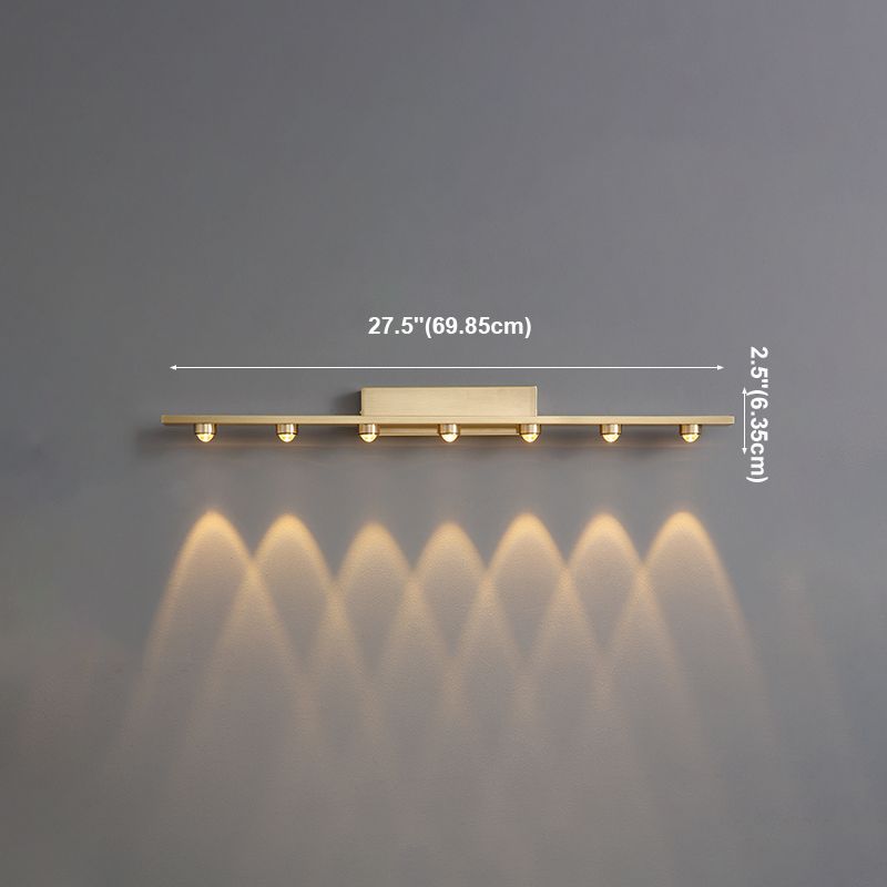 Modern Style Linear Shade Wall Sconce Metal Multi Lights Wall Mounted Lighting in Brass