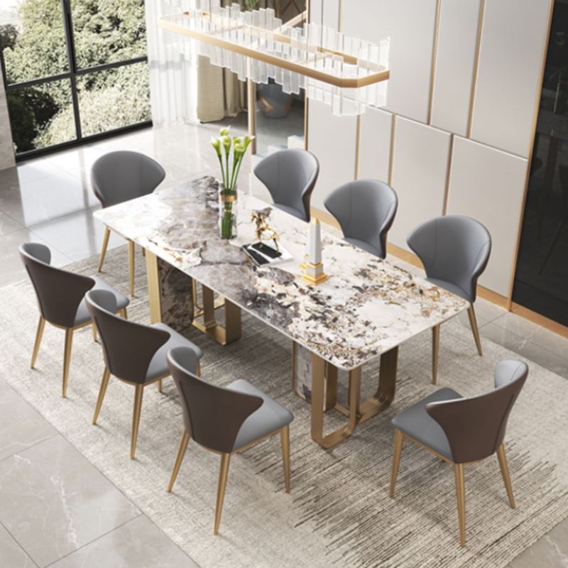 Luxurious Rectangle Dining Set 1/2/3/5/6/7/9 Pieces Sintered Stone Top Dinette Table Set