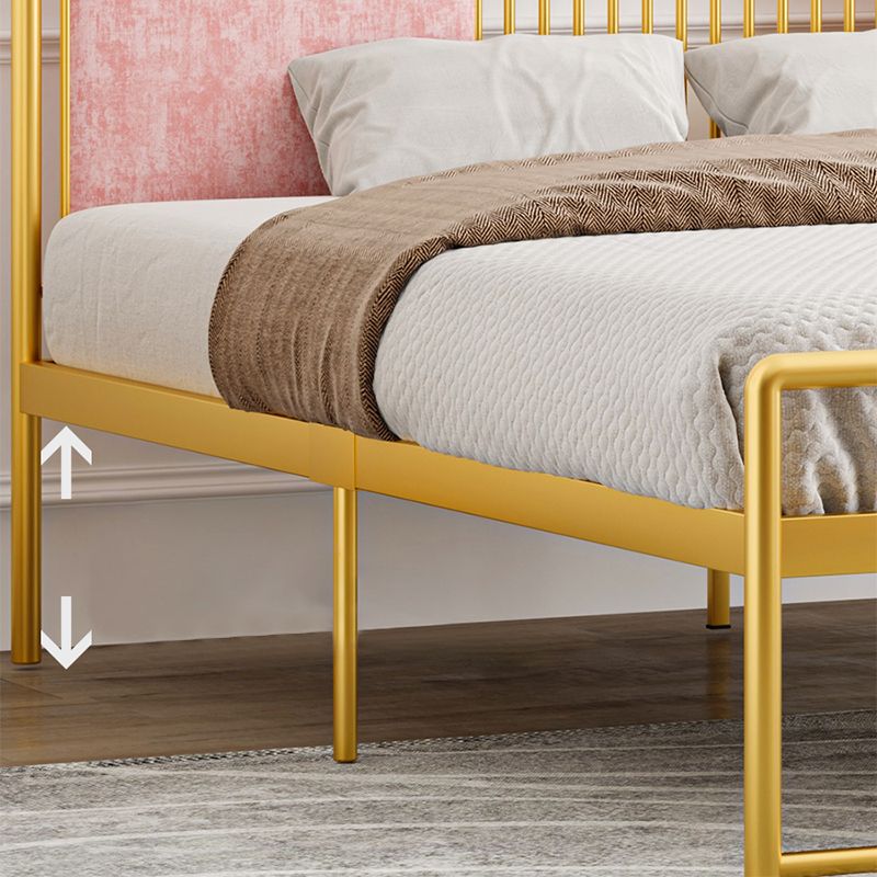 Glam Metal and Upholstered Open-Frame Bed with Headboard and Footboard