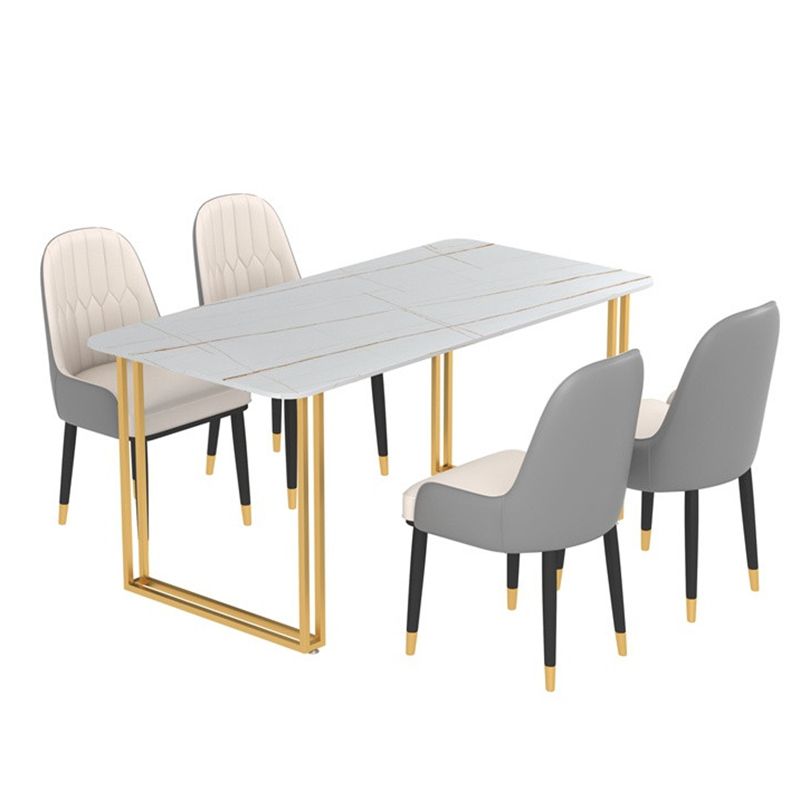 Modern White and Black in Marble Counter Table Rectangle Dining Table for Kitchen