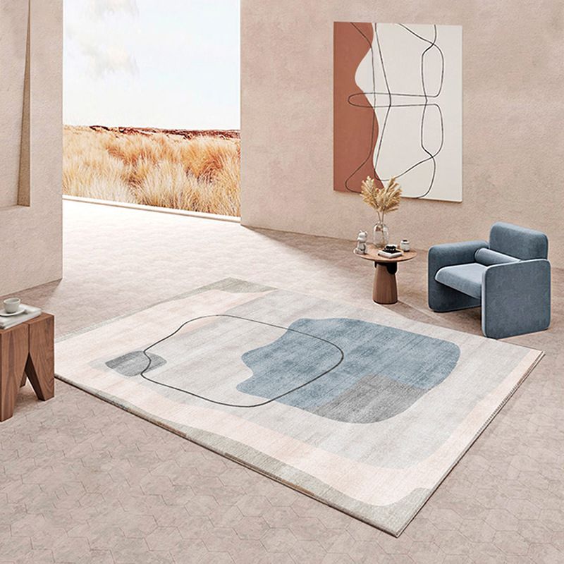 Stylish Area Carpet Contrast Panel Polyester Rug Living Room Indoor Rug with Non-Slip Backing