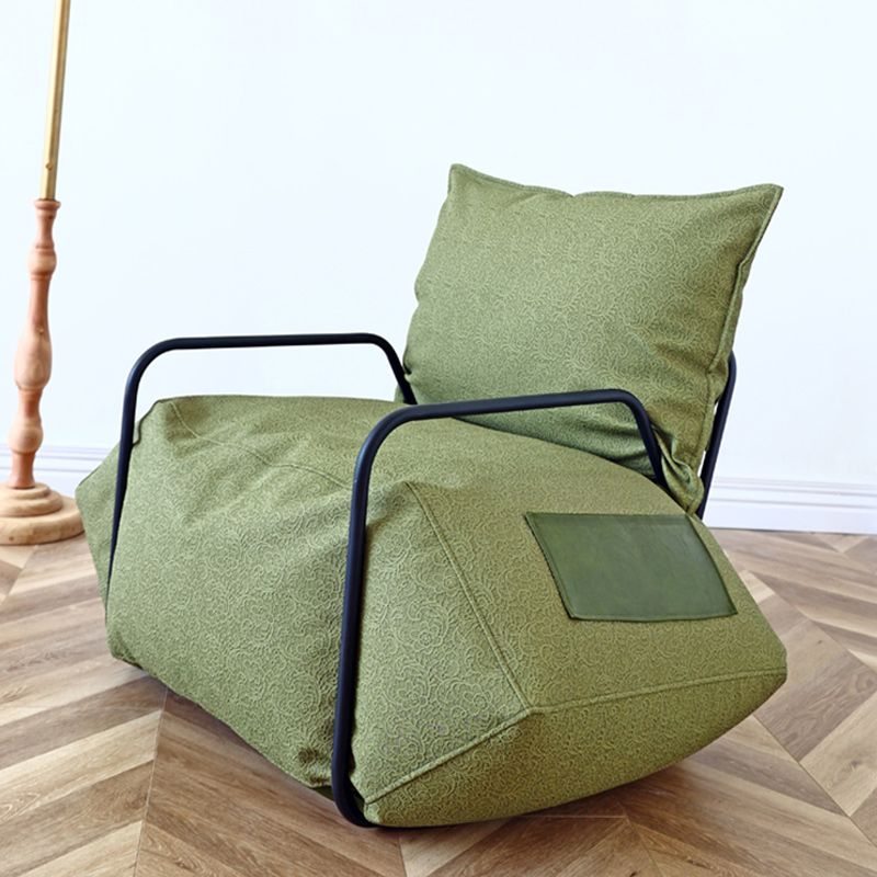 Contemporary Armchair Pillow Back Round Arms with Black Legs Leather Arm Chair