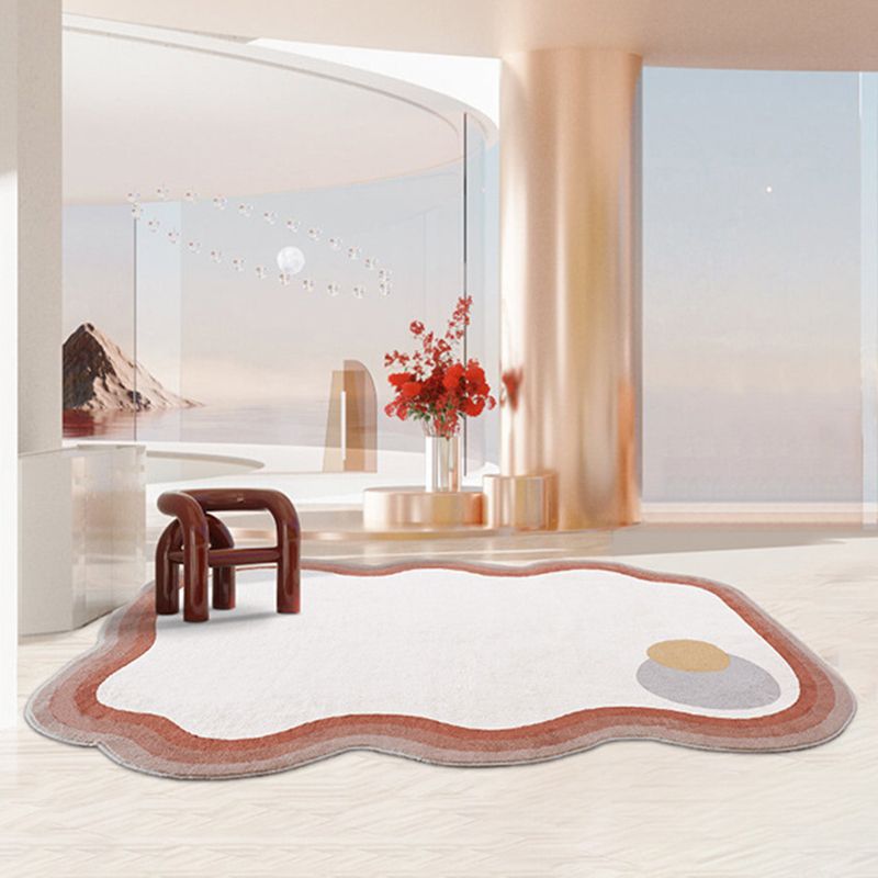 Dark Brown Irregular Circle Rug Polyester Modern Rug Washable Rug for Home Decor