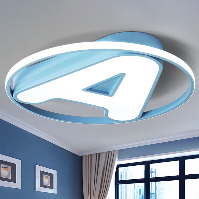 Nursing Room Circular Ceiling Lamp with Letter A Acrylic Kids LED Ceiling Mount Light