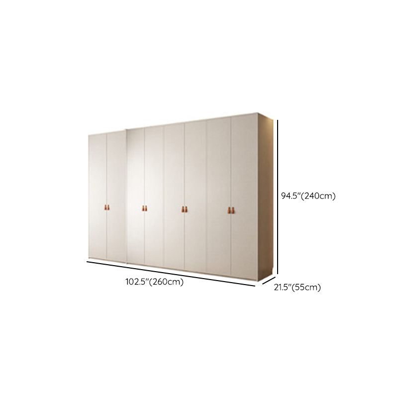 Modern White Wardrobe Cabinet Engineered Wood Wardrobe with Garment Rod