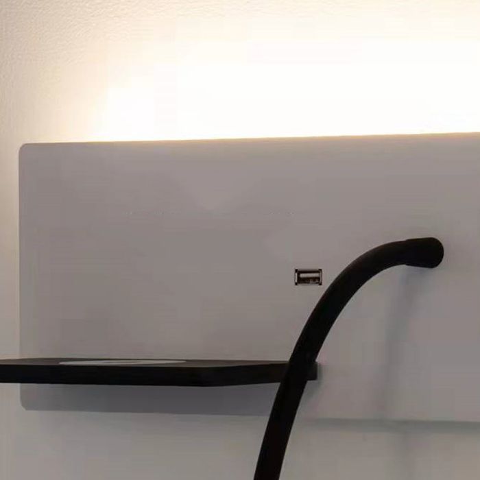 Modern Metal Wall Light Rectangle 12" Wide Reading Wall Sconce for Bedroom