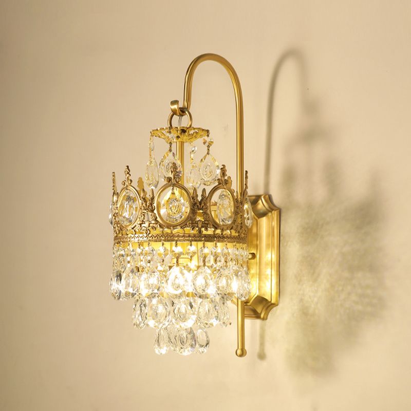 Contemporary Style Geometric Wall Light Crystal Shade Sconce Lamp for Bedroom