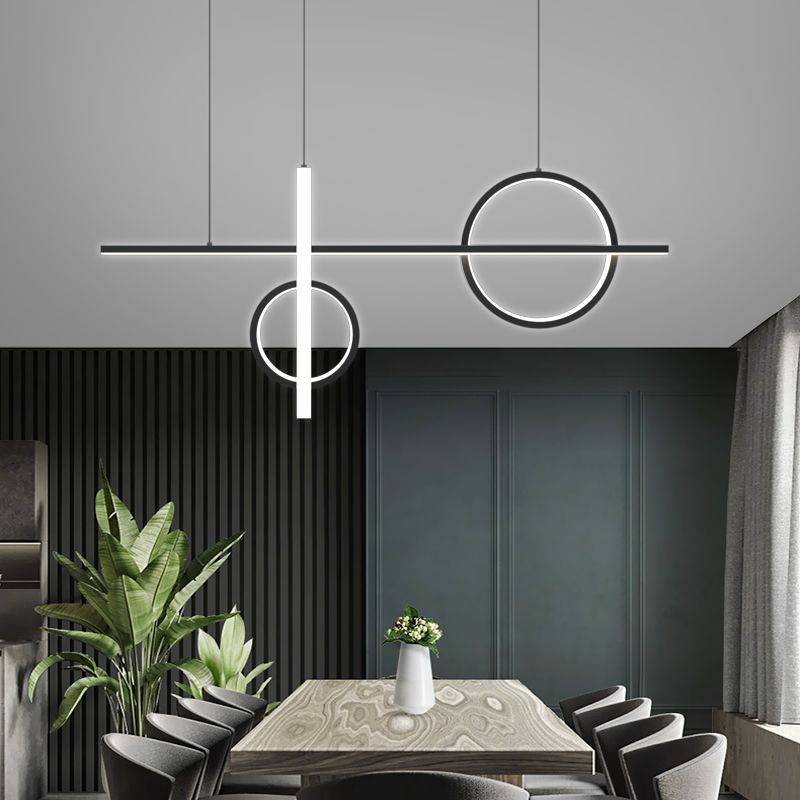 Crossed Island Pendant Light Novelty Minimalist Acrylic Black LED Suspension Light
