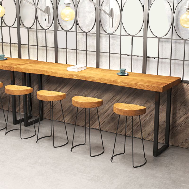 Industrial Solid Wood Natural Bistro Accent Dining Table Sled Bar Table