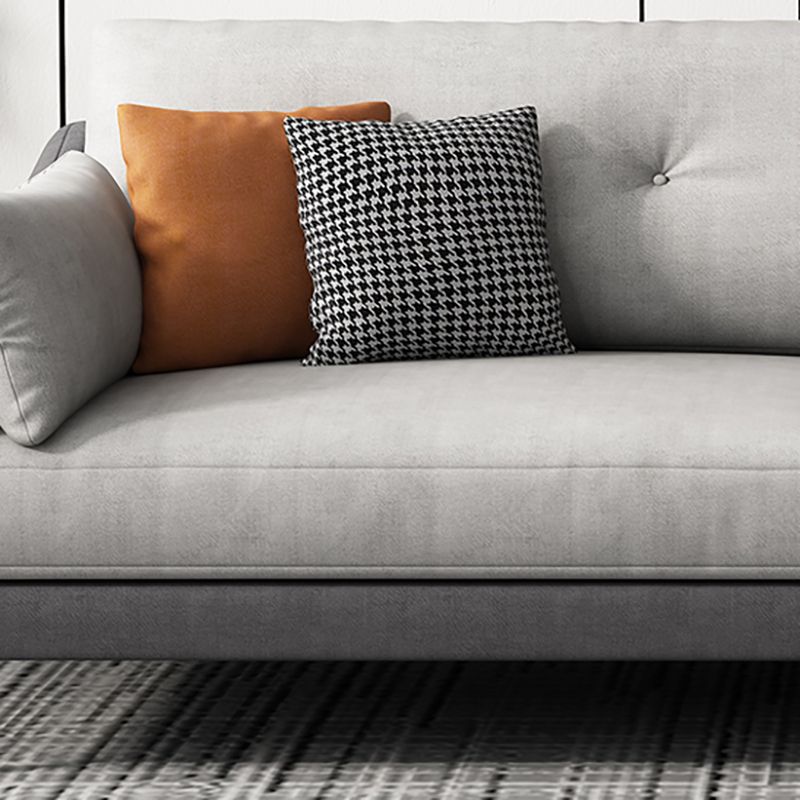 Contemporary Faux Leather Sloped Arm Sofa with Bolster Pillows for Apartment