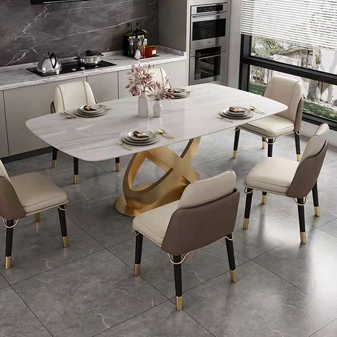 Traditional Luxury Stainless Steel Table Rectangle Dining Table for Home