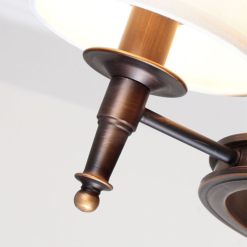 Bucket Shade Fabric Suspension Light Simplicity Living Room Chandelier Lighting Fixture