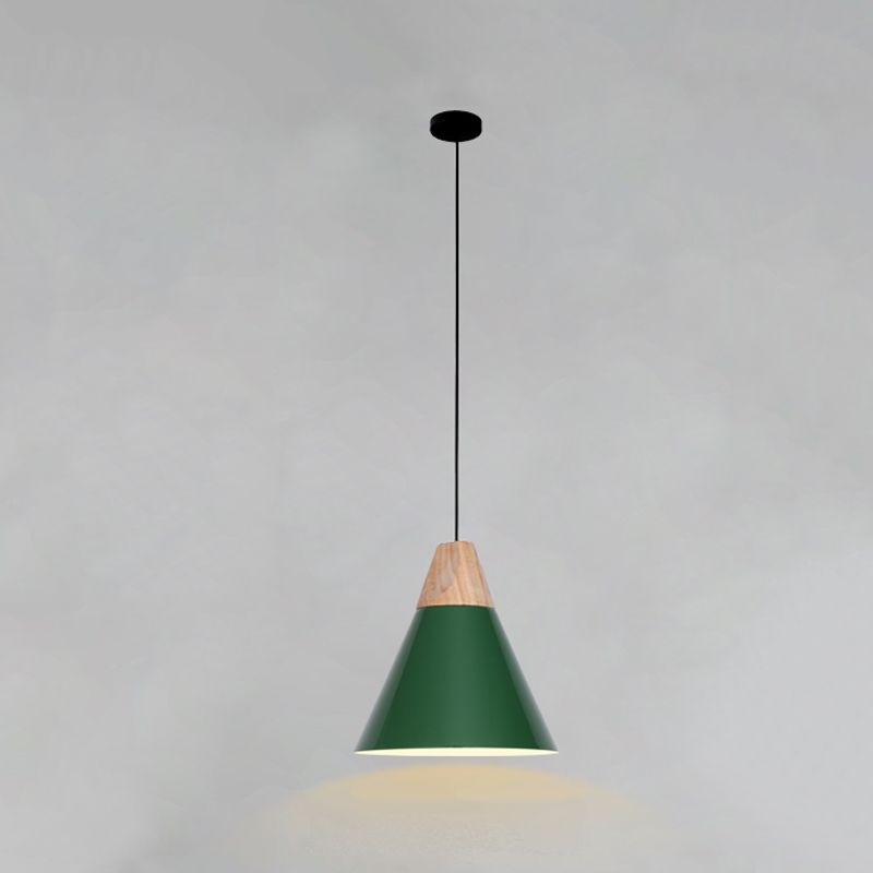 Lampada a sospensione verde a bulbina singola Metal Geometric Luce sospesa per sala da pranzo