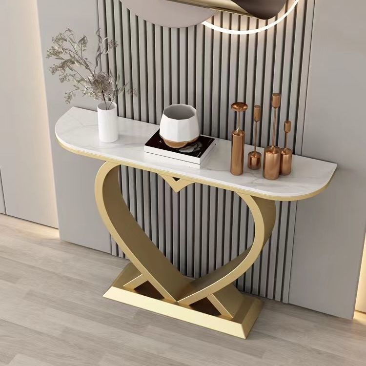 Half Moon Contemporary Console Accent Table Antique Finish Console Sofa Table