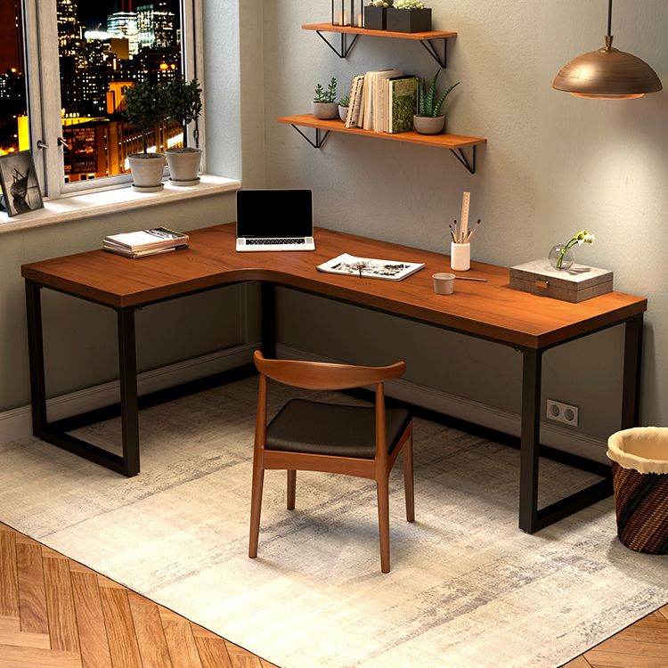 29.25 Inch Height Contemporary Office Desk L-Shape Solid Wood Writing Desk
