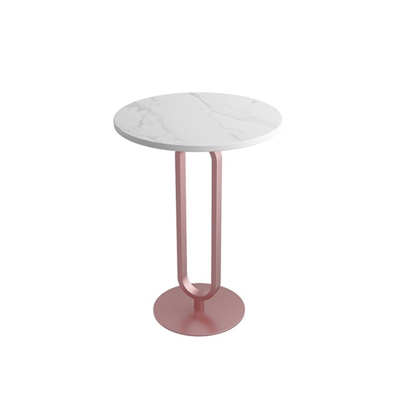 Dia 15.7"/19.7" Round Stone End Table Pedestal Side Table in White