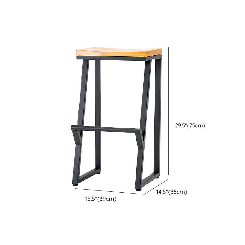 Contemporary Metal Counter Stool Wood Seat Bar Stool for Living Room