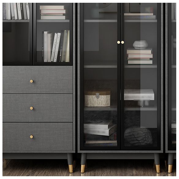 Manufactured Wood Glam Standard Bookcase Closed Back Bookcase with Glass Door