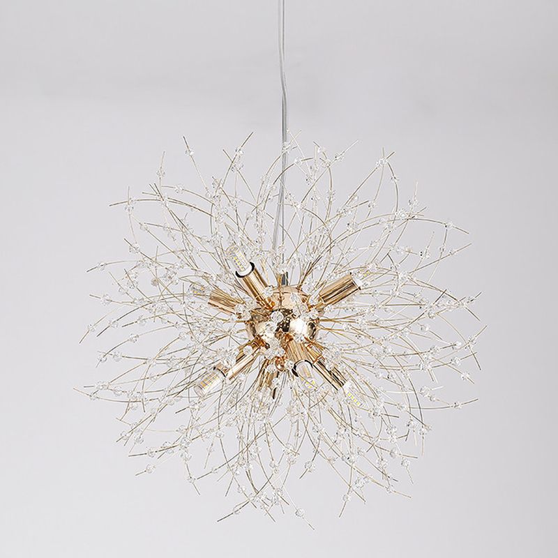 17,7 pollici largo dente di leone di cristallo appeso a 8 luci lampada in acciaio inossidabile in acciaio inossidabile per soggiorno camera da letto