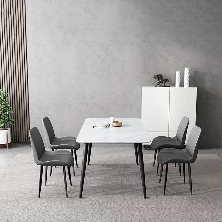 Stone Dining Room Collection Industrial Style Rectangle 4 Legs Dining Table