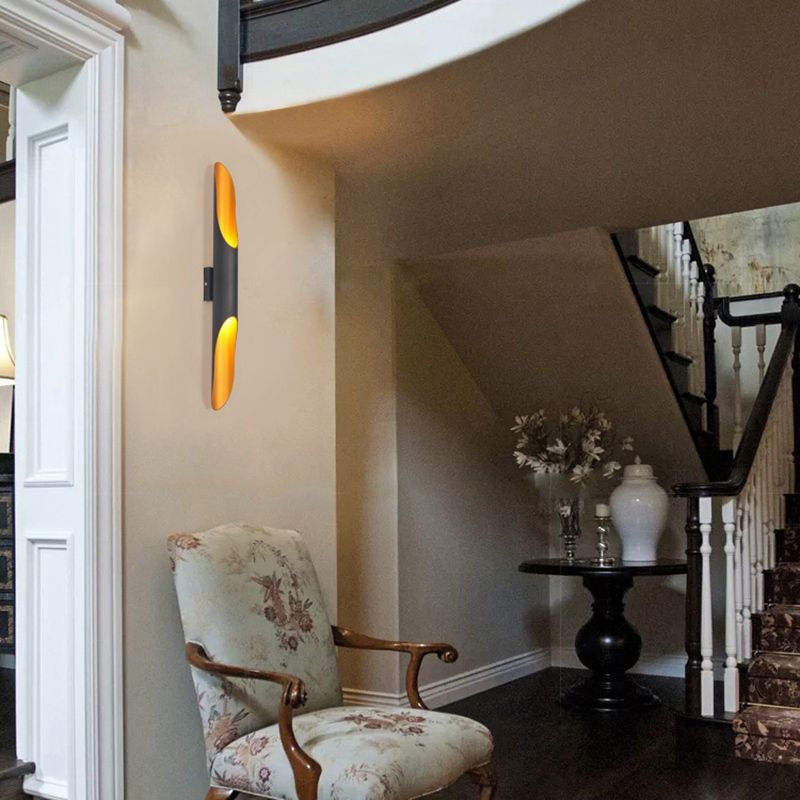 2-Lights Aluminum Sconce Wall Lighting Modern Style Black and White Pipe Wall Sconces