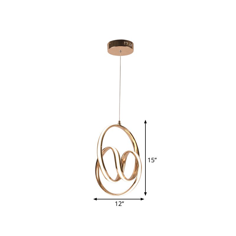 Twining Aluminum LED Pendant Lighting Simplicity Rose Gold Ceiling Suspension Lamp in Warm/White Light