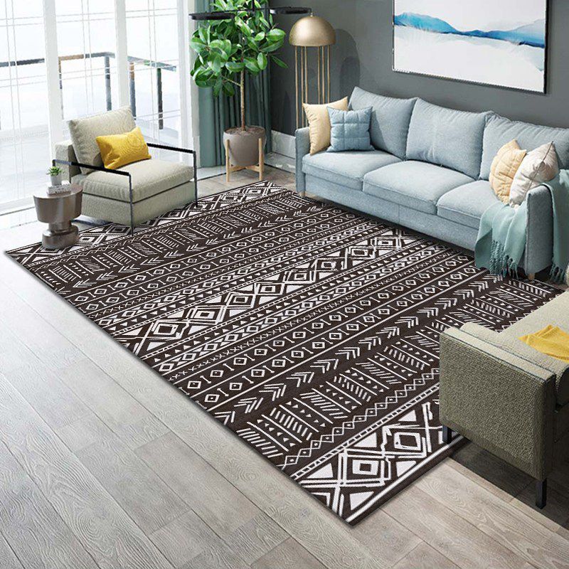 Continuous Pattern Area Rug Carpet Stain Resistant Rug for Living Room
