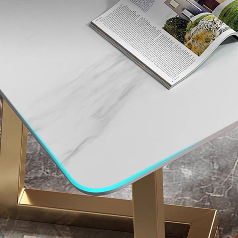 Modern 1/2/5/7 Pieces Furniture Stone Rectangle Dining Room Table Set in White