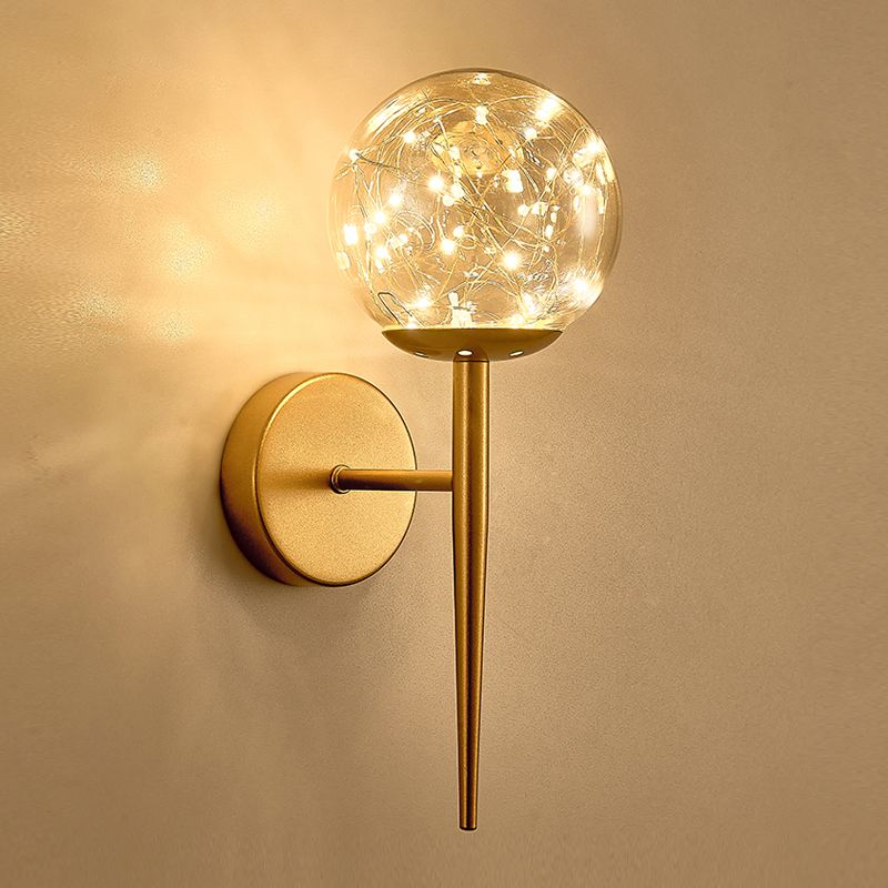 Modern Style Sphere Sconce Light Fixtures Glass 1 Light Wall Mounted Lighting