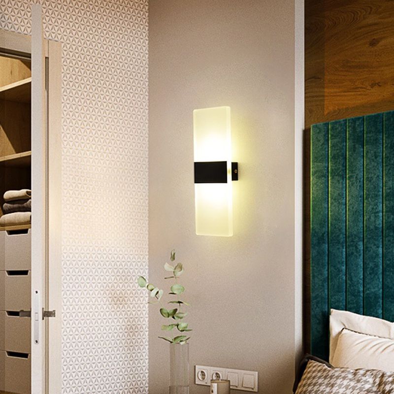 Rectangular Shape Wall Lamp Modern Style Acrylic 1-Light Wall Light for Living Room