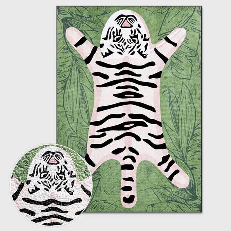 Individuality Tiger Pattern Rug Modern Creative Area Rug Anti-Slip Backing Carpet for Home Decor