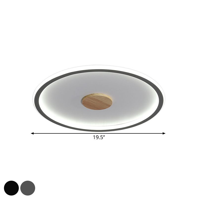 16.5"/20.5" Width Circular LED Flushmount Lighting Simple Metallic Living Room Ceiling Mounted Fixture in Black/Grey, Warm/White Light