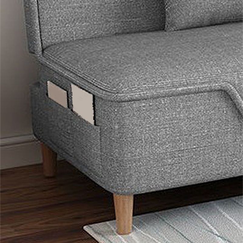 Linen Blend Contemporary Armless Sofa with Storage Bag Convertible Sofa for Living Room