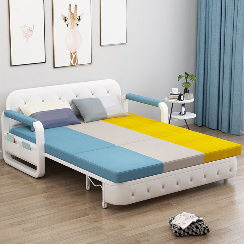 Cotton Blend Contemporary Square Arm Sofa Bed for Living Room