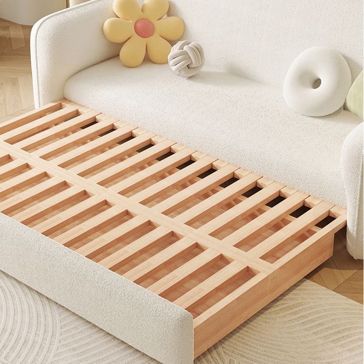 Scandinavian Sleeper Sofa Fabric White with Storage Cushion Back Square Arms