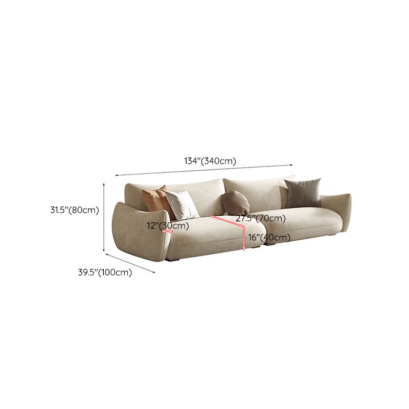 Modern Fabric Sectional with Bolster Pillows 31.5" Tall White L-shape Sectional