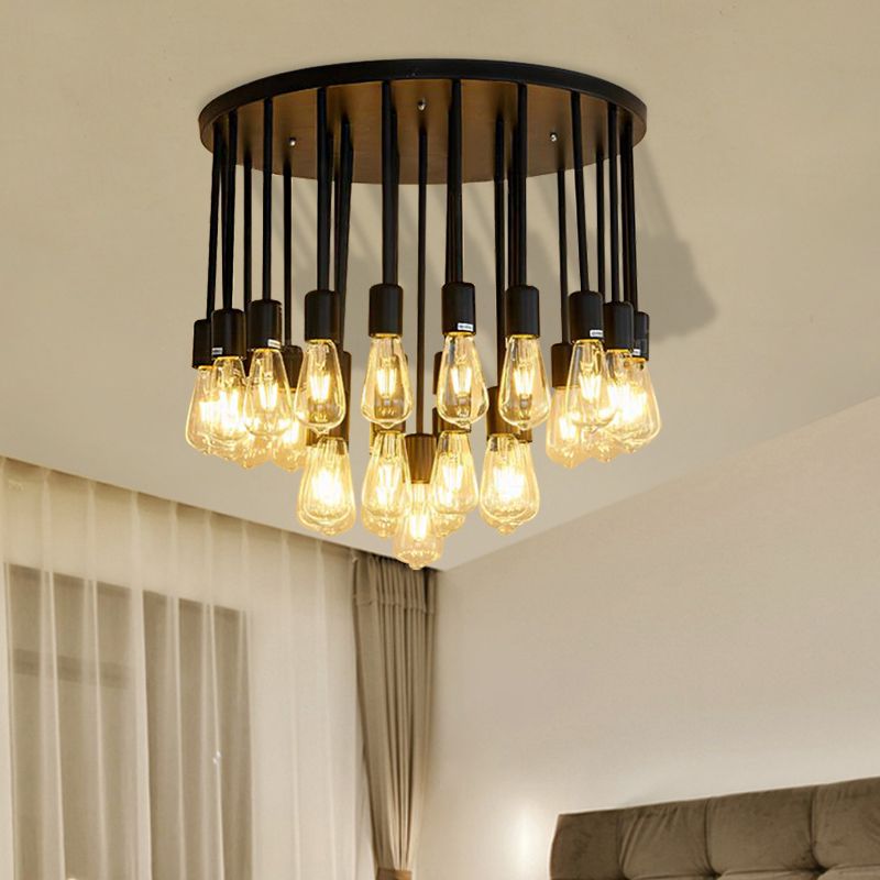 23/31 Lights Ceiling Light Fixture with Hanging Shade Clear Glass Nordic Living Room Semi Flush, 19.5"/23.5" Wide