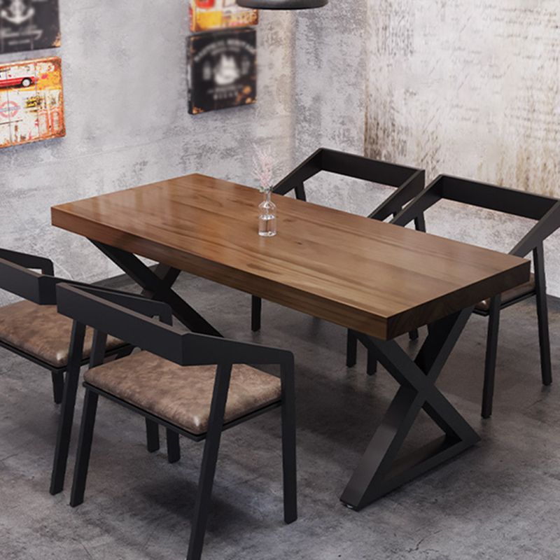 Mesa industrial de madera maciza para comedor, mesa de cocina, mesa con base de trineo rectangular para comedor