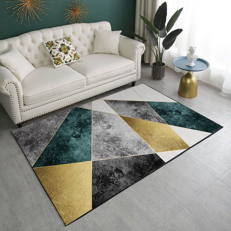 Alfombra de poliéster de alfombra de verde contemporánea verde oscuro para la alfombra lavable para la decoración del hogar