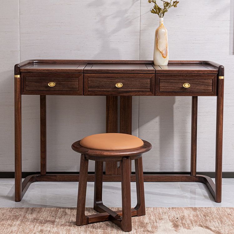 Traditional Solid Wood Vanity Makeup Dressing Table Stool Set 16.53" Wide