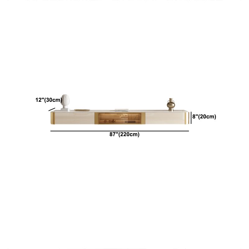 Glam Style Stone TV Stand Enclosed Storage Floating TV Cabinet