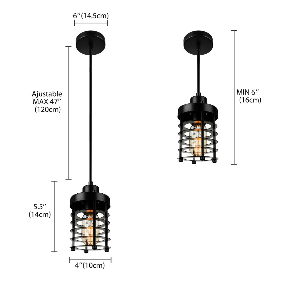 Drahtkäfig Metallanhänger Beleuchtung Leuchte Industrie 1 Glühbirnen Esszimmer Hängende Lampe in Schwarz/Rost