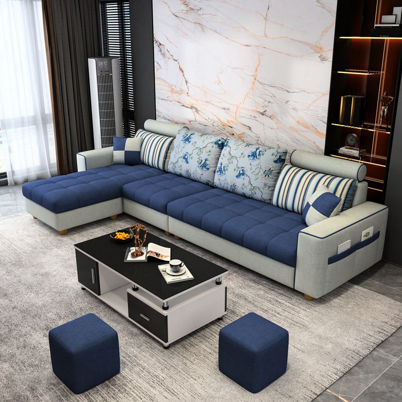 Scandinavian 4-seater Sectional with Storage and Square Arms