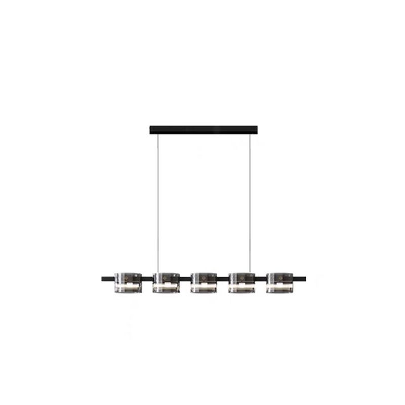 Modern Hanging Lighting Fixtures Glass Hanging Lamp Kit in Black Finish for Dining Room